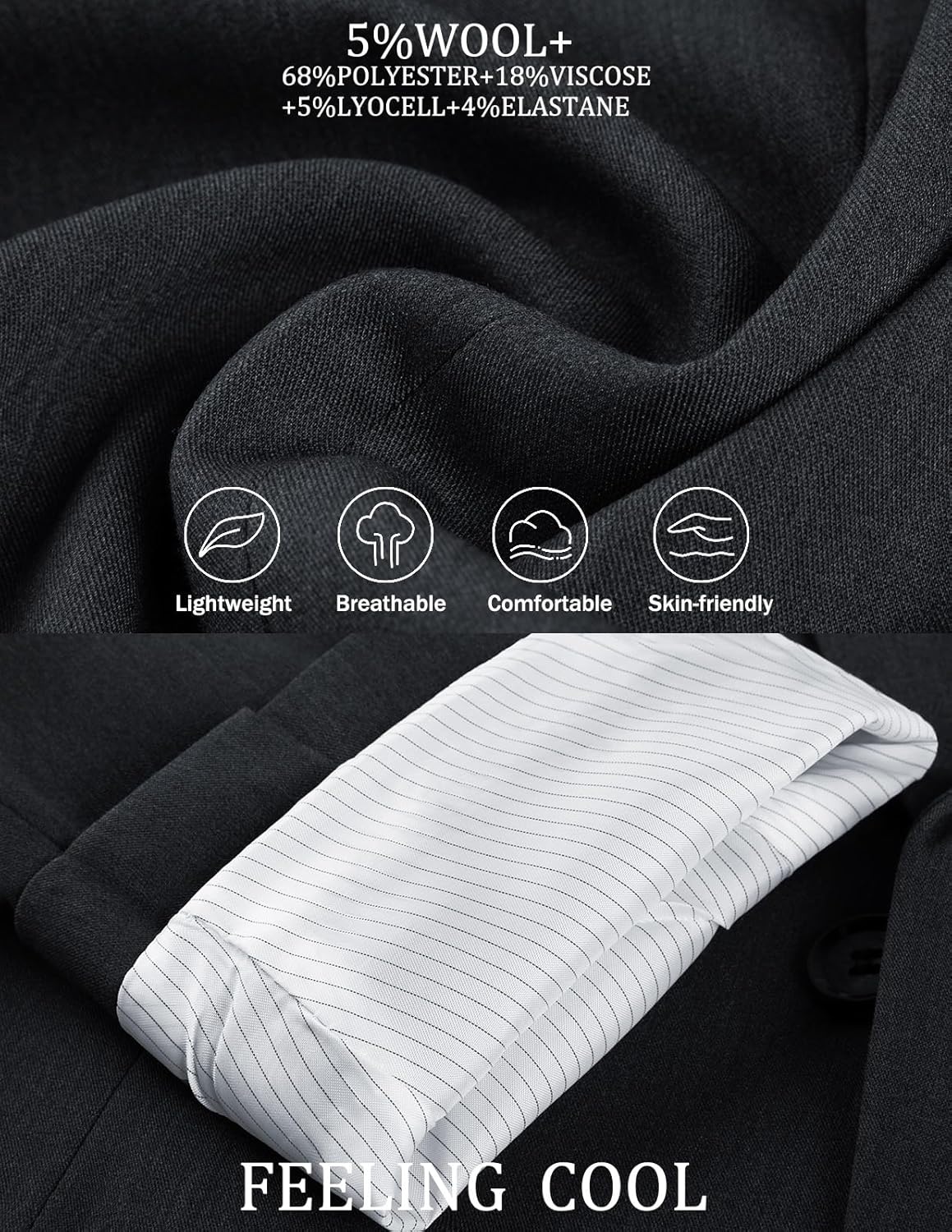 image:imagePJ PAUL JONES Blazer for Men Classic Sport Coat Casual Suit Jackets Slim FitDark Grey