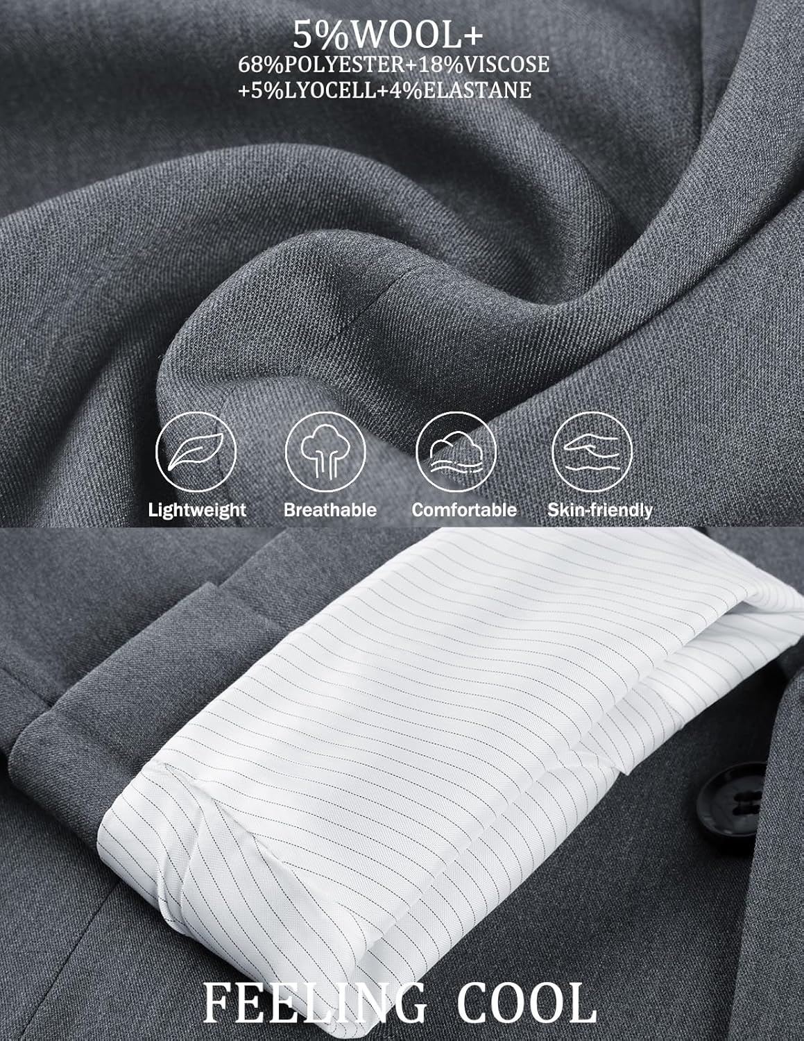 image:imagePJ PAUL JONES Blazer for Men Classic Sport Coat Casual Suit Jackets Slim FitGrey