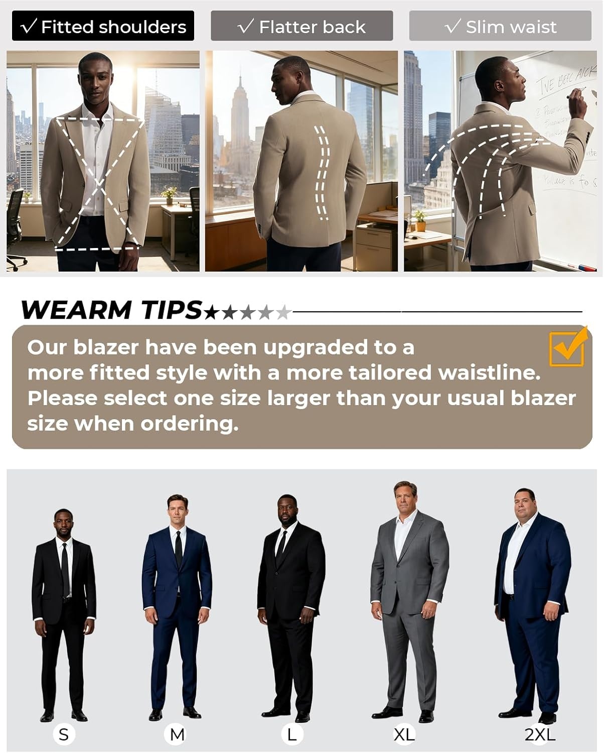 image:imagePJ PAUL JONES Mens Blazer Slim Fit Sport Coats Two Buttons Casual Suit JacketsApricot