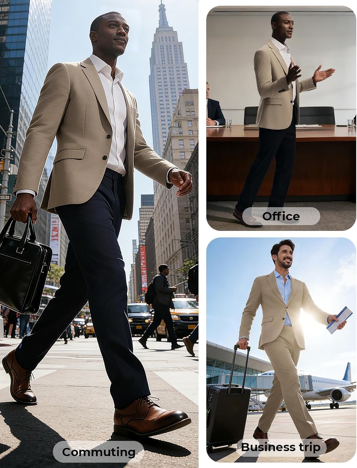 image:imagePJ PAUL JONES Mens Blazer Slim Fit Sport Coats Two Buttons Casual Suit JacketsApricot
