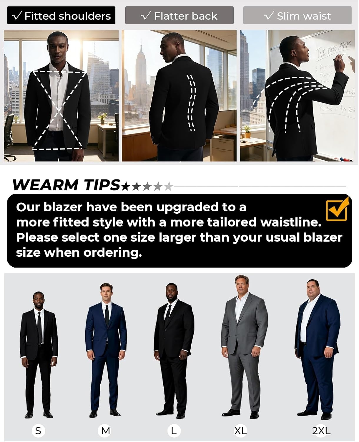 image:imagePJ PAUL JONES Mens Blazer Slim Fit Sport Coats Two Buttons Casual Suit JacketsBlack
