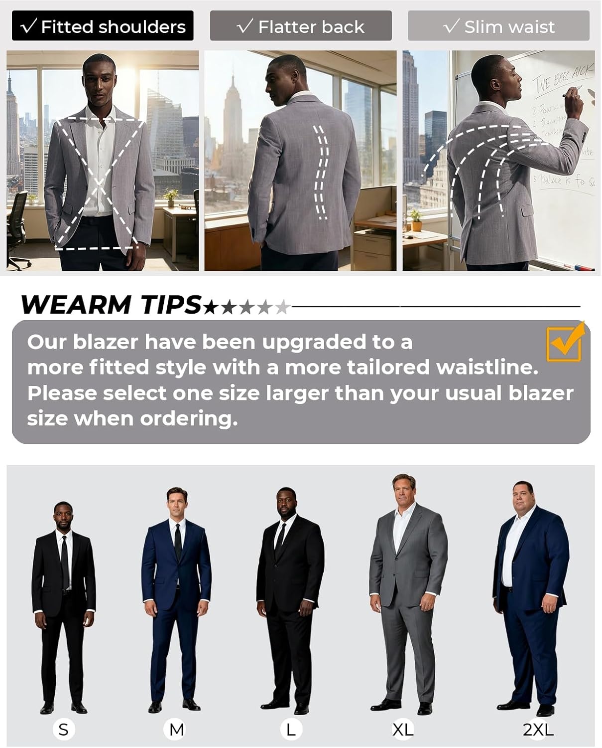 image:imagePJ PAUL JONES Mens Blazer Slim Fit Sport Coats Two Buttons Casual Suit JacketsBlue Gray