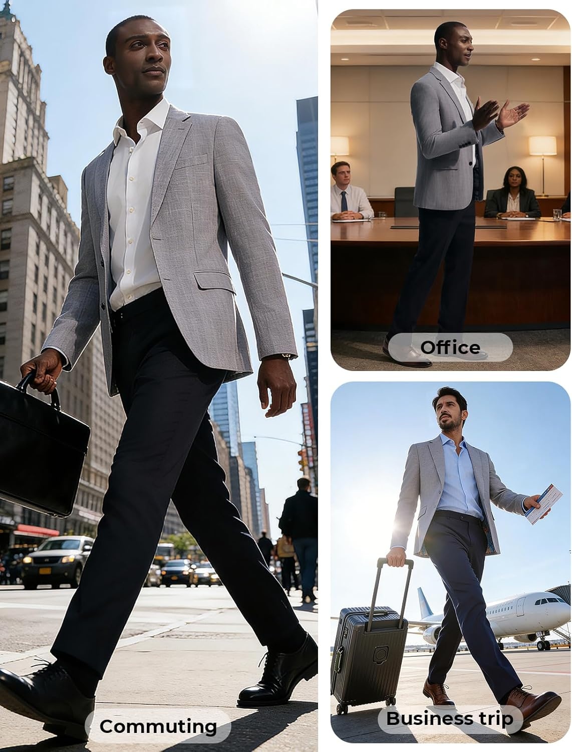 image:imagePJ PAUL JONES Mens Blazer Slim Fit Sport Coats Two Buttons Casual Suit JacketsBlue Gray