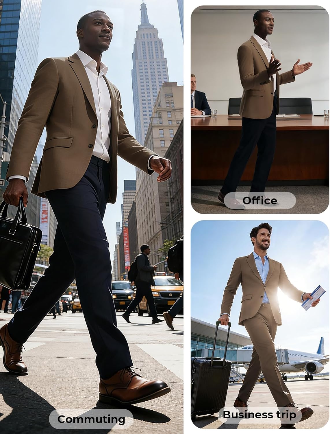 image:imagePJ PAUL JONES Mens Blazer Slim Fit Sport Coats Two Buttons Casual Suit JacketsBrown