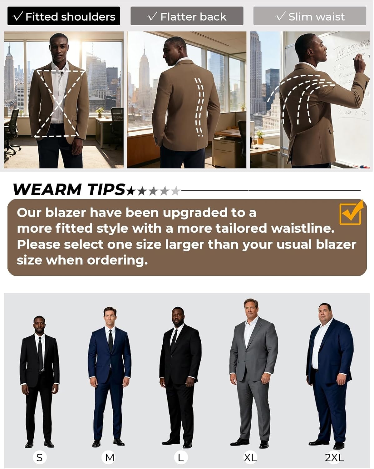 image:imagePJ PAUL JONES Mens Blazer Slim Fit Sport Coats Two Buttons Casual Suit JacketsBrown