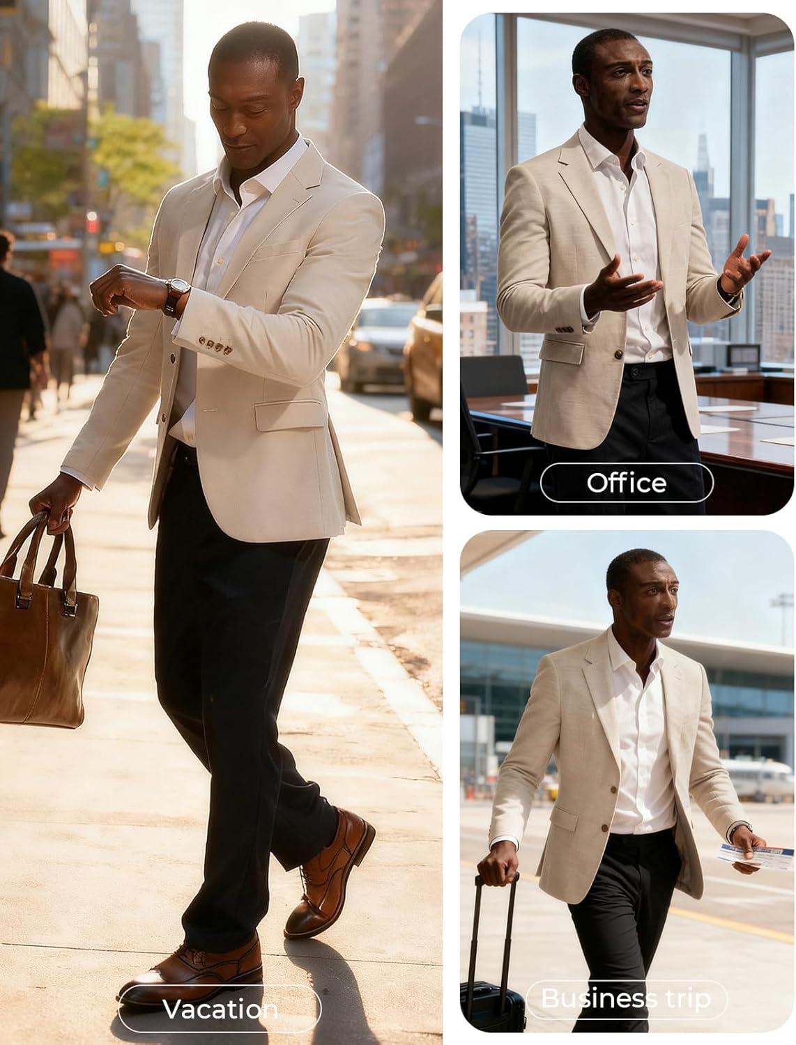 image:imagePJ PAUL JONES Mens Casual Blazer Sport Coats Two Buttons Lightweight Suit JacketApricot