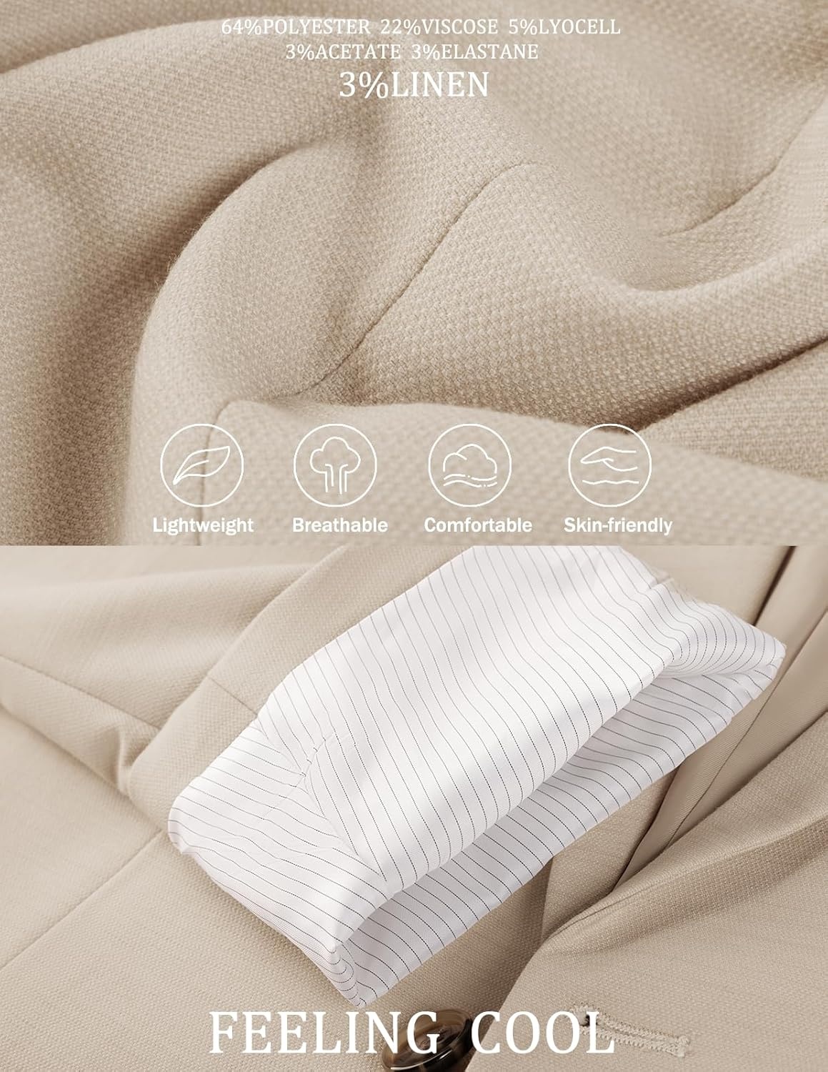 image:imagePJ PAUL JONES Mens Casual Blazer Sport Coats Two Buttons Lightweight Suit JacketApricot