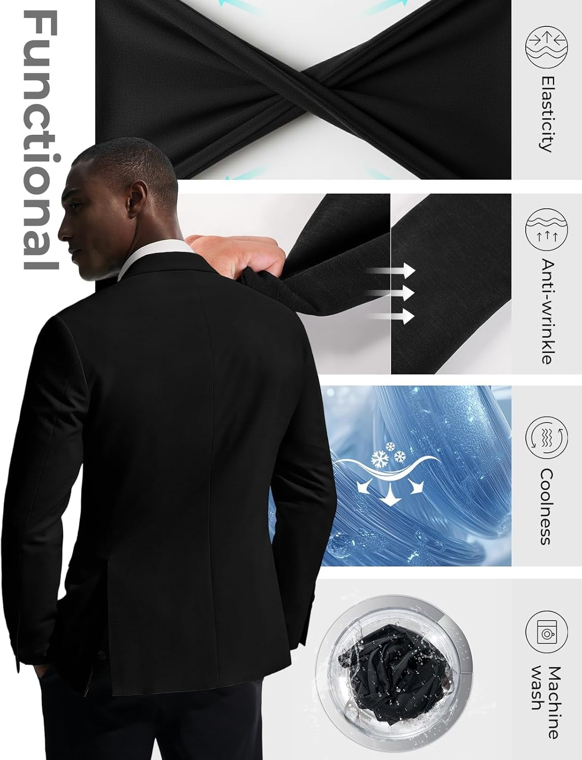 image:imagePJ PAUL JONES Mens Casual Blazer Sport Coats Two Buttons Lightweight Suit JacketBlack