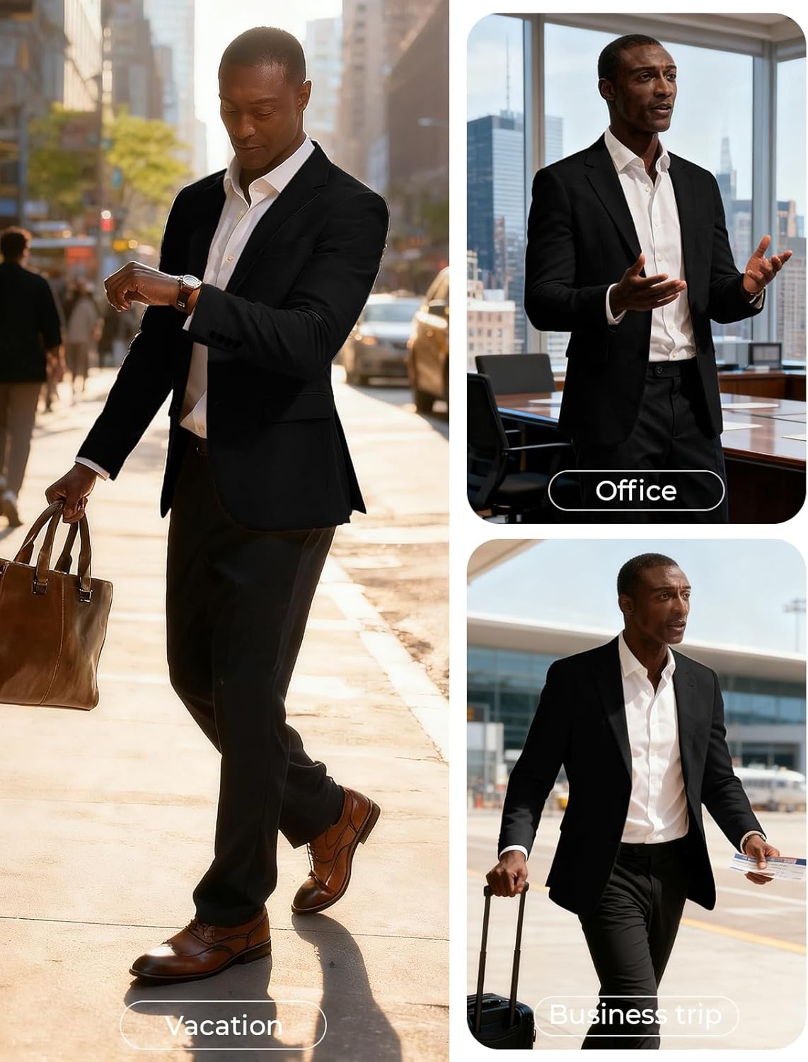 image:imagePJ PAUL JONES Mens Casual Blazer Sport Coats Two Buttons Lightweight Suit JacketBlack