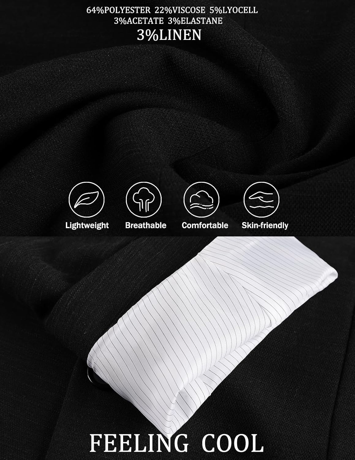 image:imagePJ PAUL JONES Mens Casual Blazer Sport Coats Two Buttons Lightweight Suit JacketBlack