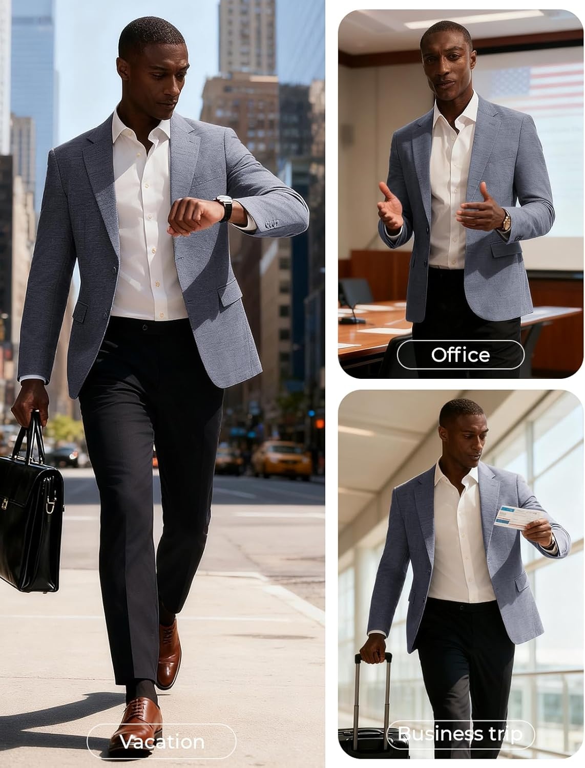 image:imagePJ PAUL JONES Mens Casual Blazer Sport Coats Two Buttons Lightweight Suit JacketGrey Blue