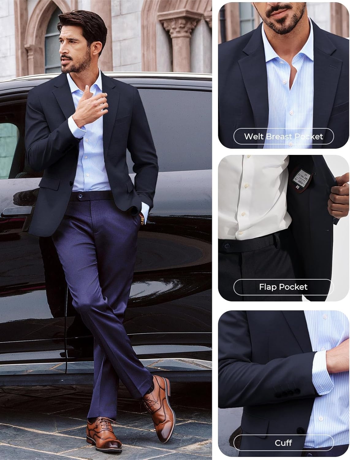 image:imagePJ PAUL JONES Mens Casual Blazer Sport Coats Two Buttons Lightweight Suit JacketNavy Blue