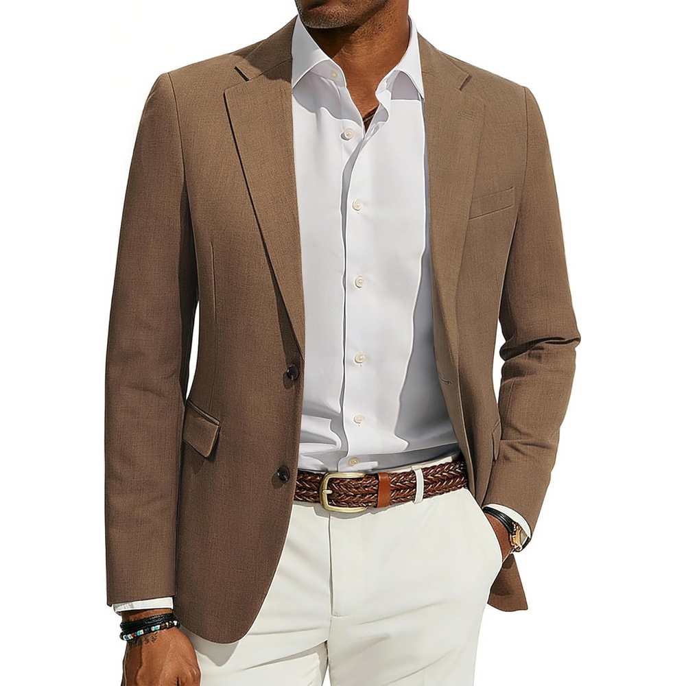 image:imagePJ PAUL JONES Mens Blazer Slim Fit Sport Coats Two Buttons Casual Suit JacketsBrown