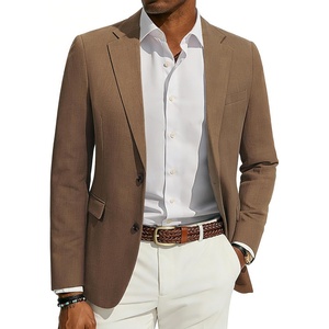PJ PAUL JONES Mens Blazer Slim Fit Sport Coats Two Buttons Casual Suit Jackets(Brown)