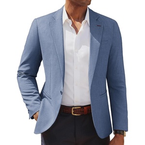 PJ PAUL JONES Men’s Casual Blazer One Button Lightweight Sport Coats Solid Notched Lapel Suit Jackets(Grey Blue)