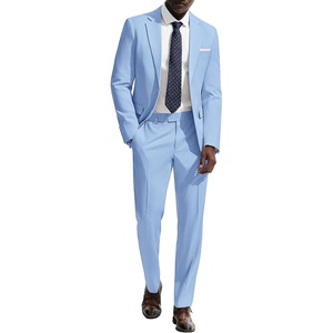 PJ PAUL JONES Mens Suit 2 Piece Classic Fit Suits Two Button Casual Blazer Suit Sets Business Dress Suit Party Weddding(Sky Blue)