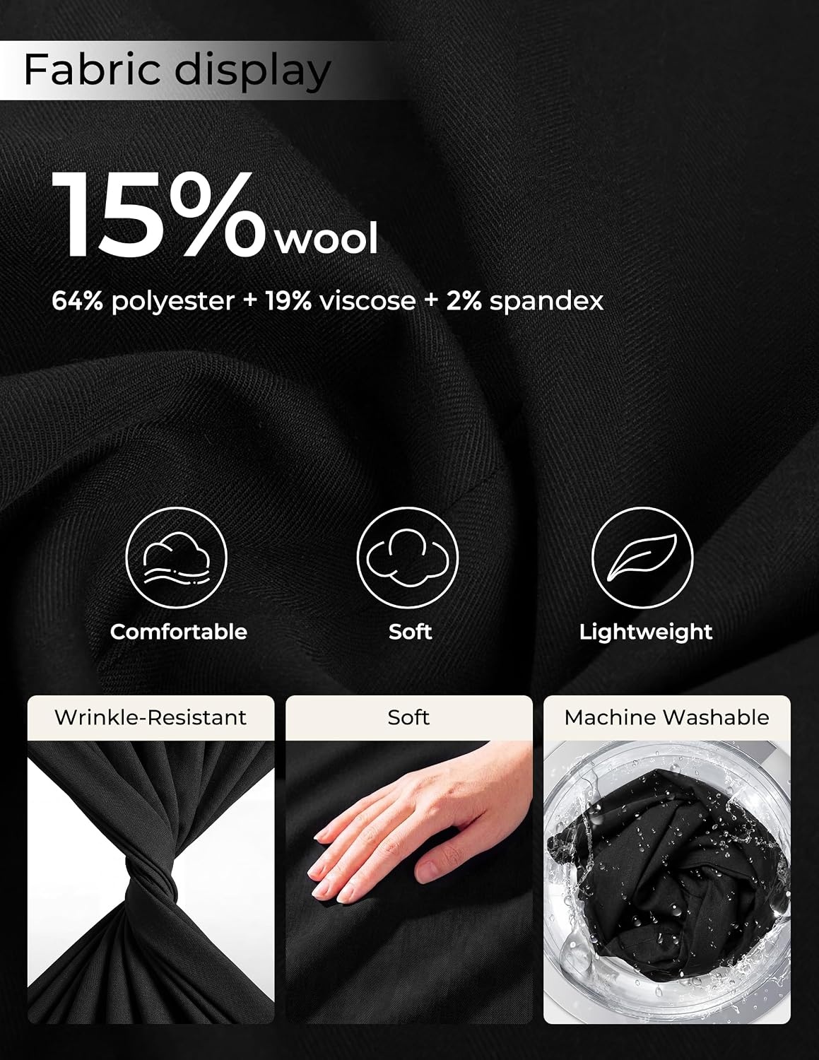 image:imagePJ PAUL JONES Blazer for Men Wool Blend Lightweight Herringbone Sport Coat Slim Fit Business Suit JacketsBlack