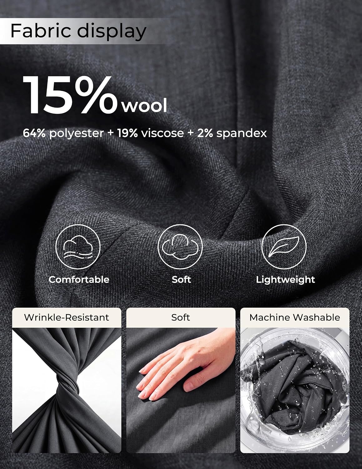 image:imagePJ PAUL JONES Blazer for Men Wool Blend Lightweight Herringbone Sport Coat Slim Fit Business Suit JacketsDark Grey