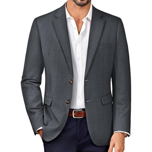 PJ PAUL JONES Blazer for Men Wool Blend Lightweight Herringbone Sport Coat Slim Fit Business Suit Jackets(Dark Grey)
