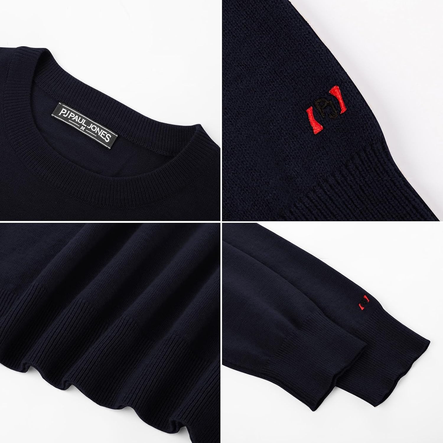 image:imagePJ PAUL JONES Mens Sweaters Crewneck Basic Lightweight Wool Blend Knitted Pullover Long Sleeve Shirts for MenNavy Blue