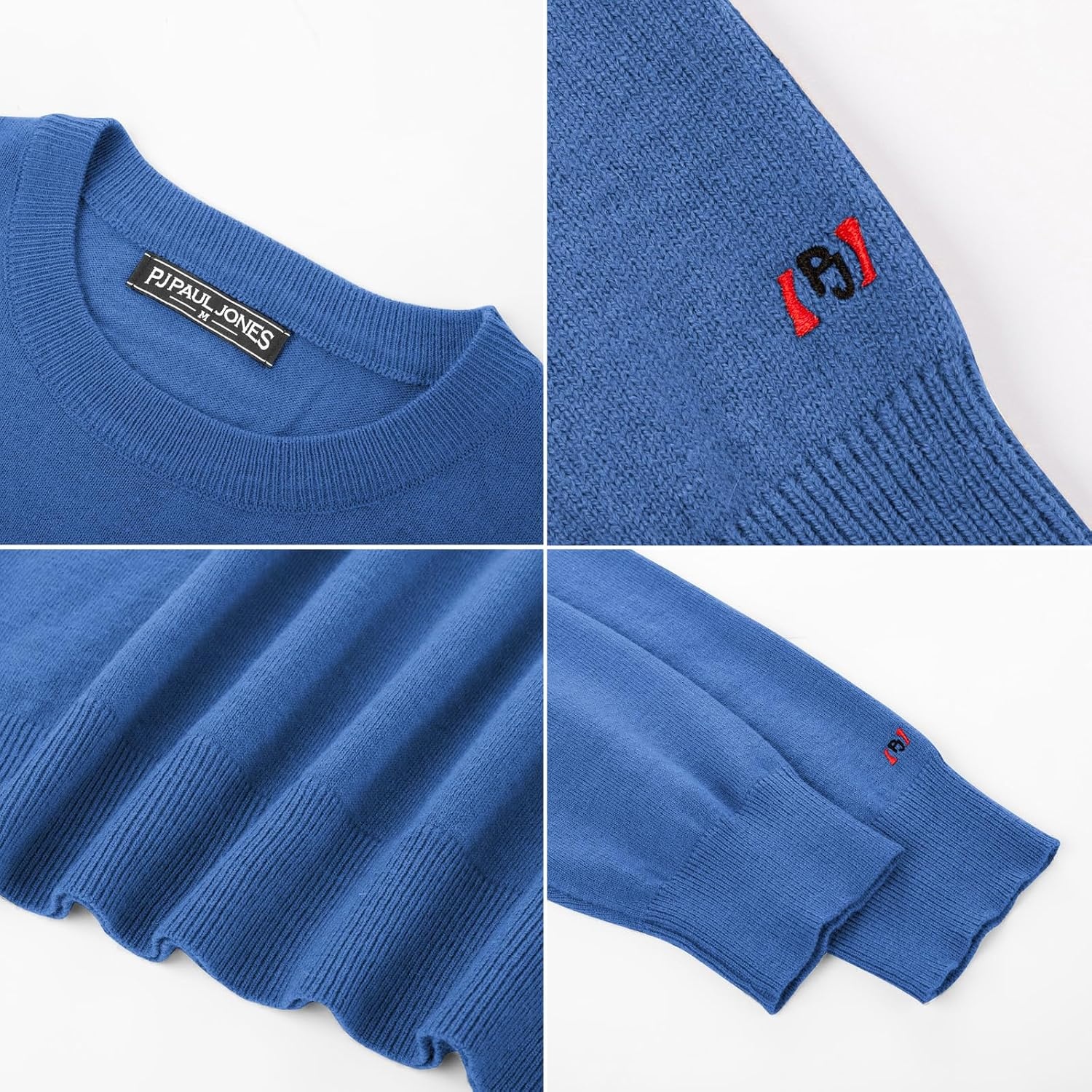 image:imagePJ PAUL JONES Mens Sweaters Crewneck Basic Lightweight Wool Blend Knitted Pullover Long Sleeve Shirts for MenPeacock Blue