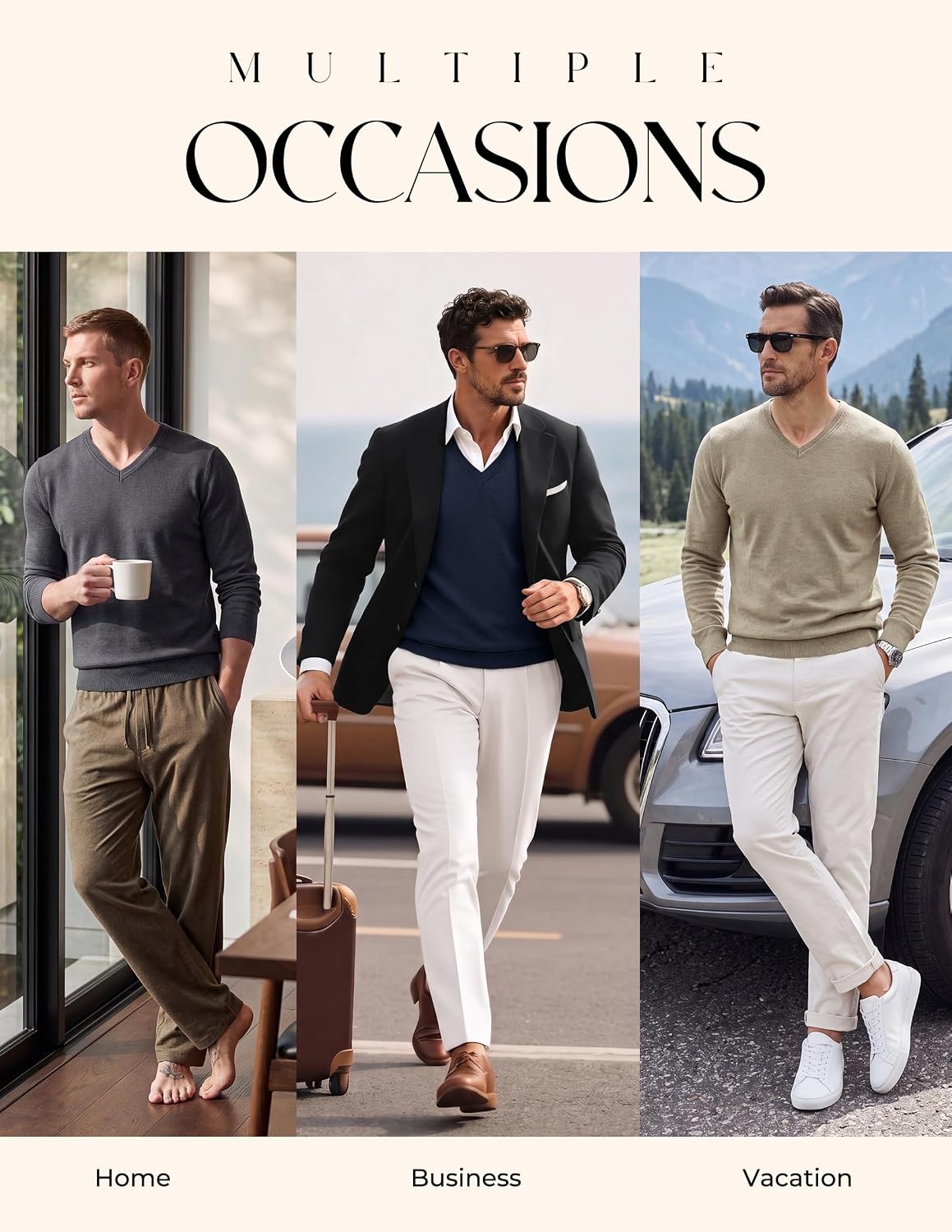 image:imagePJ PAUL JONES Mens V Neck Sweater Wool Blend Knit Pullover Sweaters Casual VNeck Long Sleeve Warm Wool Blend Fitted Style Lightweight Soft Stretchy Knit Dress Business Casual Fall Winter LayeredNavy Blue