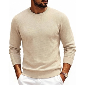 PJ PAUL JONES Mens Pullover Sweater Casual Crewneck Knit Sweaters | Lightweight, Long Sleeve, Soft, Knitted, Textured, Regular Fit, Warm, Stretchy, Breathable, Fall and Winter, Business, Daliy(Apricot)