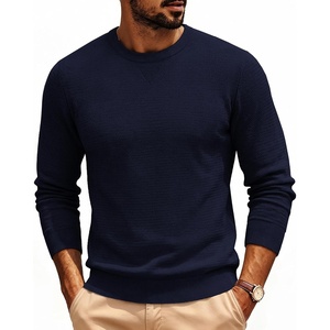 PJ PAUL JONES Mens Pullover Sweater Casual Crewneck Knit Sweaters | Lightweight, Long Sleeve, Soft, Knitted, Textured, Regular Fit, Warm, Stretchy, Breathable, Fall and Winter, Business, Daliy(Navy Blue)