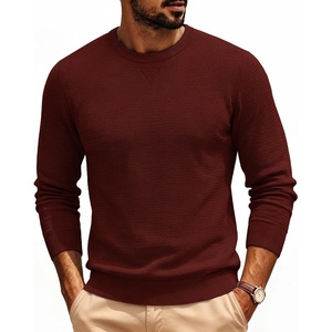 PJ PAUL JONES Mens Pullover Sweater Casual Crewneck Knit Sweaters | Lightweight, Long Sleeve, Soft, Knitted, Textured, Regular Fit, Warm, Stretchy, Breathable, Fall and Winter, Business, Daliy(Red)