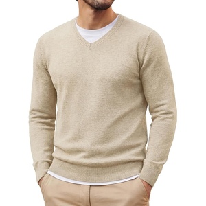 PJ PAUL JONES Mens V Neck Sweater Wool Blend Knit Pullover Sweaters Casual | V-Neck Long Sleeve, Warm Wool Blend, Fitted Style, Lightweight Soft Stretchy Knit, Dress Business Casual, Fall Winter Layered(Apricot)