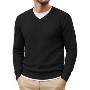 PJ PAUL JONES Mens V Neck Sweater Wool Blend Knit Pullover Sweaters Casual | V-Neck Long Sleeve, Warm Wool Blend, Fitted Style, Lightweight Soft Stretchy Knit, Dress Business Casual, Fall Winter Layered(Black)