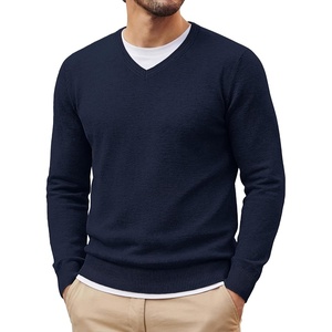 PJ PAUL JONES Mens V Neck Sweater Wool Blend Knit Pullover Sweaters Casual | V-Neck Long Sleeve, Warm Wool Blend, Fitted Style, Lightweight Soft Stretchy Knit, Dress Business Casual, Fall Winter Layered(Navy Blue)