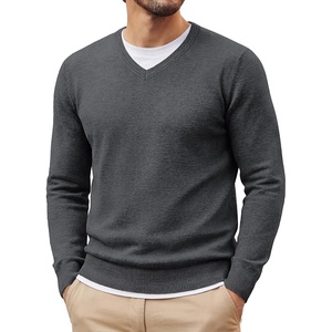 PJ PAUL JONES Mens V Neck Sweater Wool Blend Knit Pullover Sweaters Casual | V-Neck Long Sleeve, Warm Wool Blend, Fitted Style, Lightweight Soft Stretchy Knit, Dress Business Casual, Fall Winter Layered(Dark Gray)