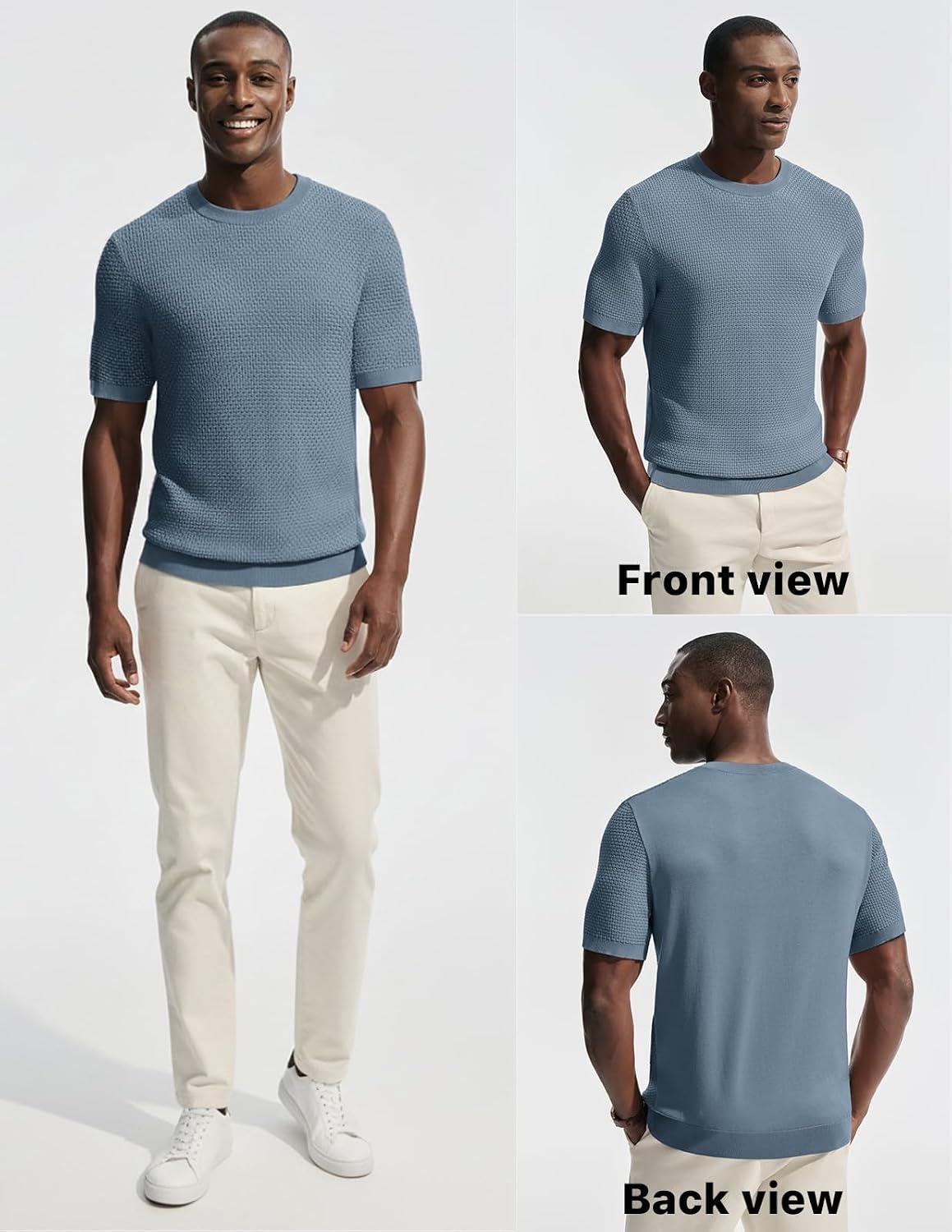 image:imagePJ PAUL JONES Mens TShirts Casual Short Sleeve Crewneck Knit Tee ShirtsBlue Gray