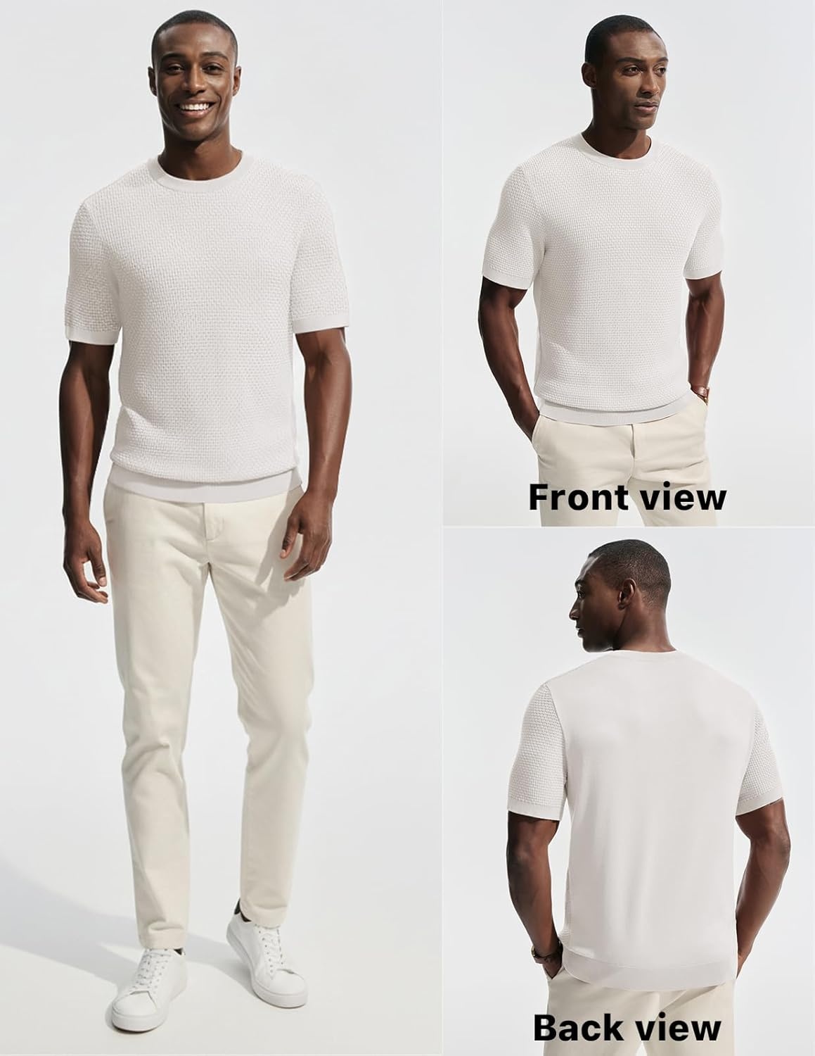 image:imagePJ PAUL JONES Mens TShirts Casual Short Sleeve Crewneck Knit Tee ShirtsIvory