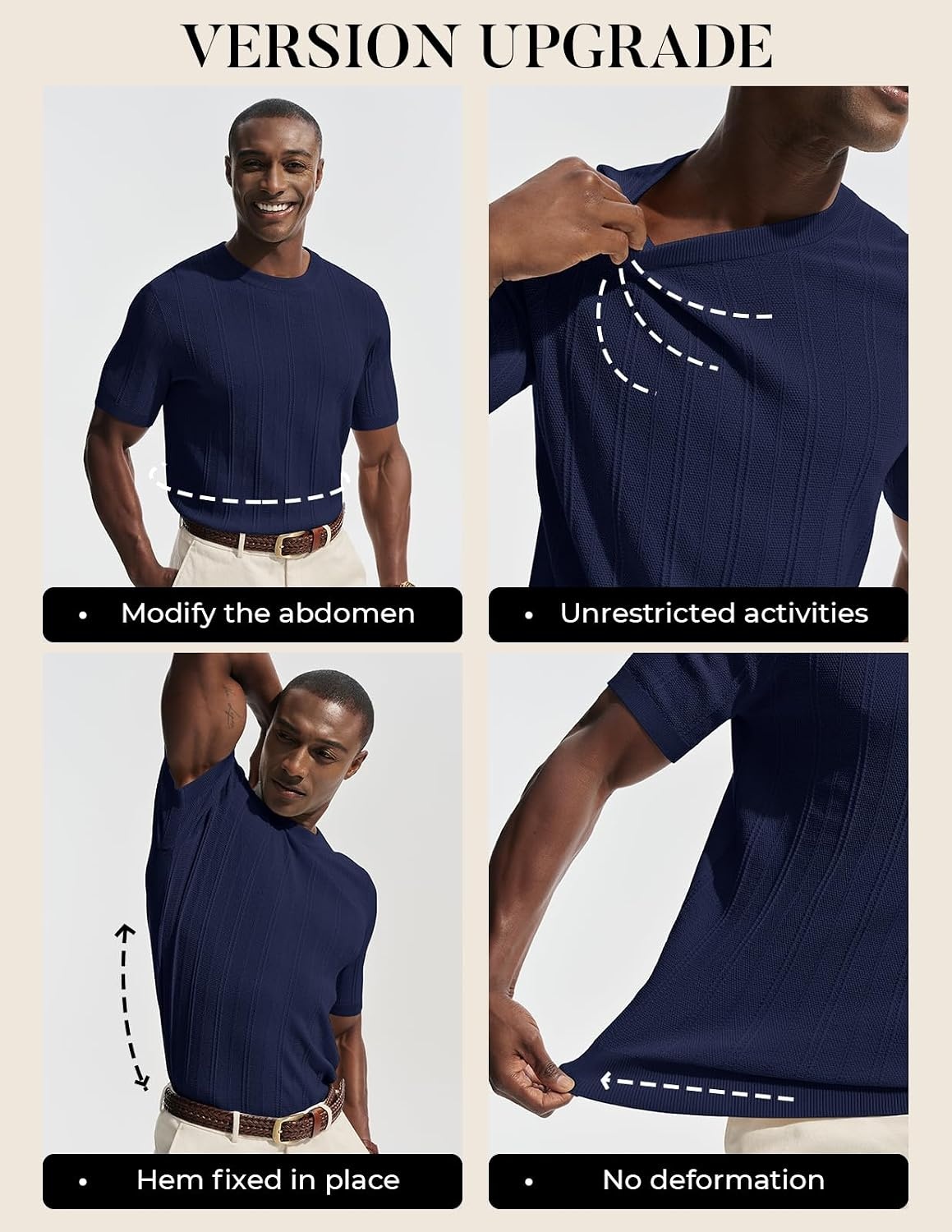 image:imagePJ PAUL JONES Mens TShirts Casual Short Sleeve Crewneck Knit Tee ShirtsNavy Blueribbed