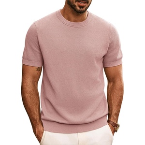 PJ PAUL JONES Mens Casual T-Shirts Classic Short Sleeve Knit Tees Crewneck Solid Tee Shirts(Pink)