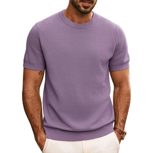 PJ PAUL JONES Mens Casual T-Shirts Classic Short Sleeve Knit Tees Crewneck Solid Tee Shirts(Purple)