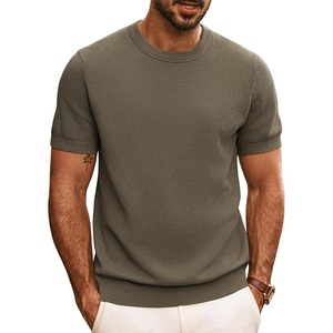 PJ PAUL JONES Mens Casual T-Shirts Classic Short Sleeve Knit Tees Crewneck Solid Tee Shirts(Tan)