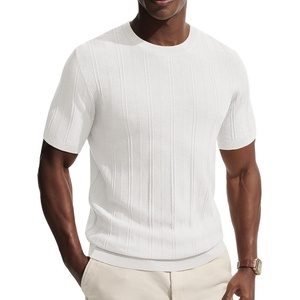PJ PAUL JONES Men’s T-Shirts Casual Short Sleeve Crewneck Knit Tee Shirts(White-ribbed)