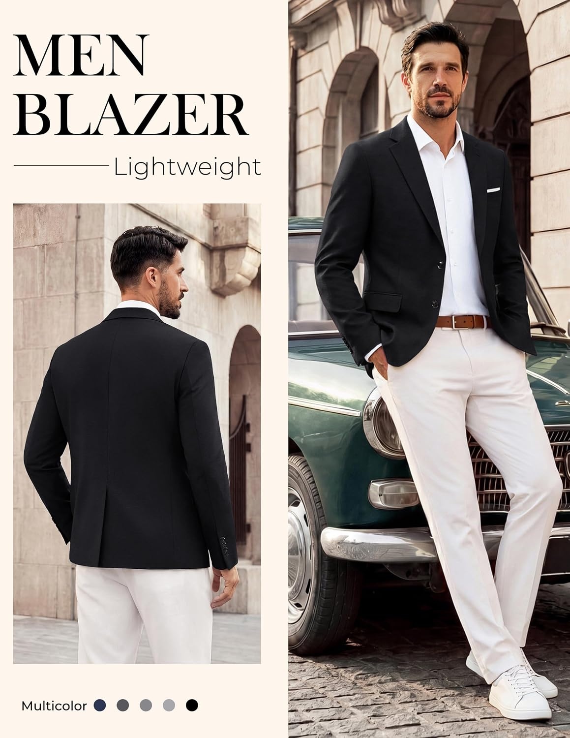 image:imagePJ PAUL JONES Mens Blazer Casual Lightweight Sport Coat Texture Suit JacketBlack
