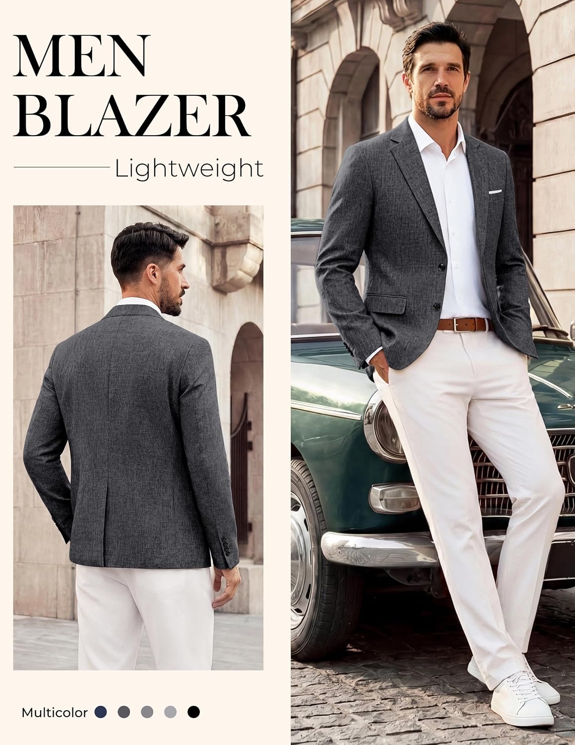 image:imagePJ PAUL JONES Mens Blazer Casual Lightweight Sport Coat Texture Suit JacketDark Gray