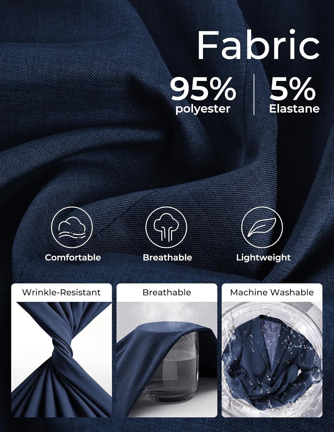 image:imagePJ PAUL JONES Mens Slim Fit Blazer Business Lightweight Casual Suit Jacket Soft stretchy fabrictwo buttons blazer for wedding work travelsolid sport coat with pocketsformal dress blazer jacketDark Blue