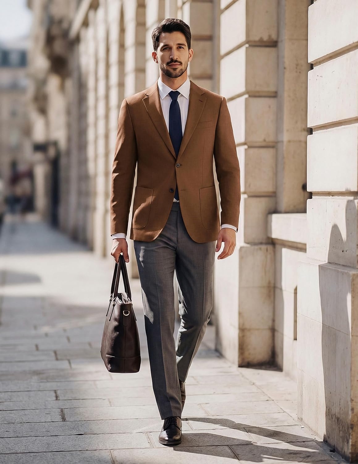 image:imagePJ PAUL JONES Mens Slim Fit Blazer Business Lightweight Casual Suit Jacket Soft stretchy fabrictwo buttons blazer for wedding work travelsolid sport coat with pocketsformal dress blazer jacketCoffee