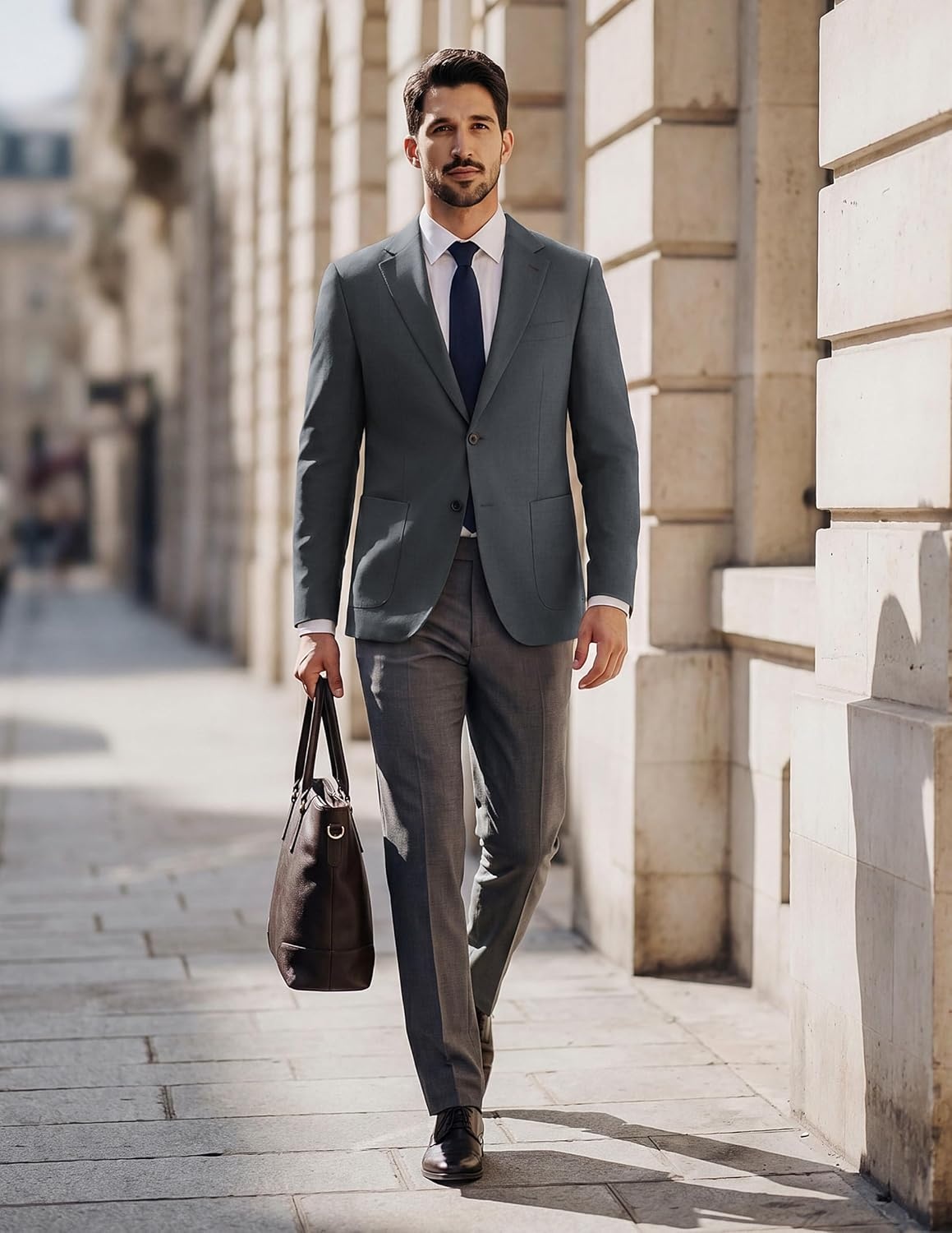 image:imagePJ PAUL JONES Mens Slim Fit Blazer Business Lightweight Casual Suit Jacket Soft stretchy fabrictwo buttons blazer for wedding work travelsolid sport coat with pocketsformal dress blazer jacketDark Gray