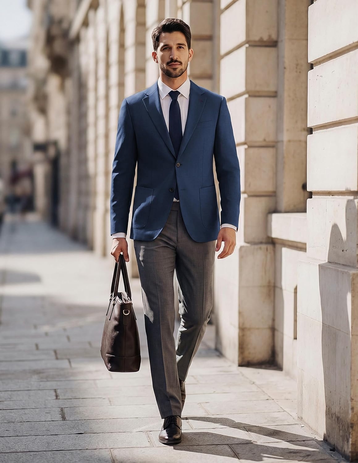 image:imagePJ PAUL JONES Mens Slim Fit Blazer Business Lightweight Casual Suit Jacket Soft stretchy fabrictwo buttons blazer for wedding work travelsolid sport coat with pocketsformal dress blazer jacketDark Blue