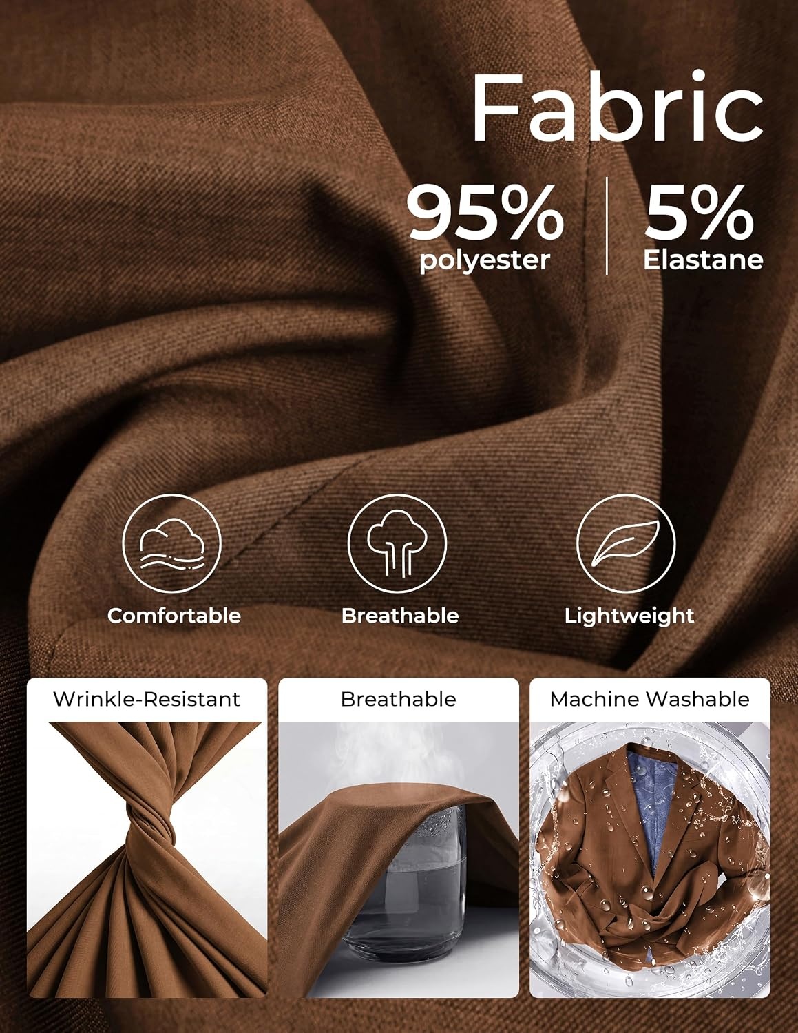 image:imagePJ PAUL JONES Mens Slim Fit Blazer Business Lightweight Casual Suit Jacket Soft stretchy fabrictwo buttons blazer for wedding work travelsolid sport coat with pocketsformal dress blazer jacketCoffee