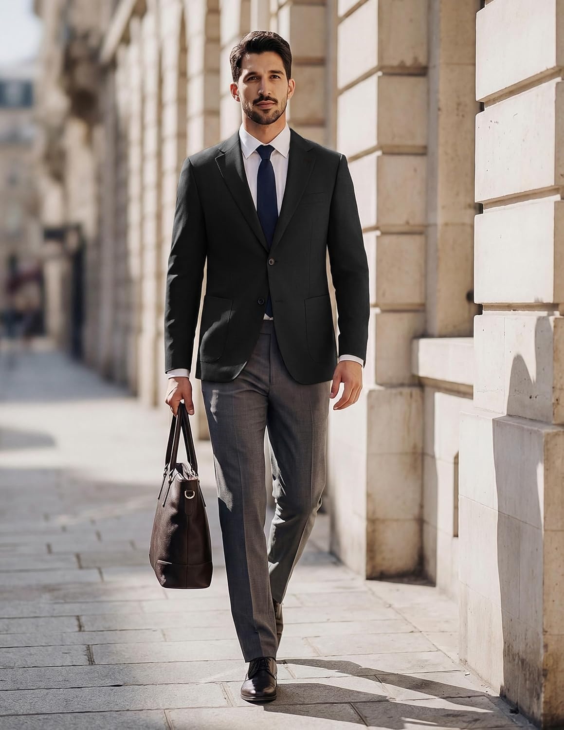 image:imagePJ PAUL JONES Mens Slim Fit Blazer Business Lightweight Casual Suit Jacket Soft stretchy fabrictwo buttons blazer for wedding work travelsolid sport coat with pocketsformal dress blazer jacketBlack