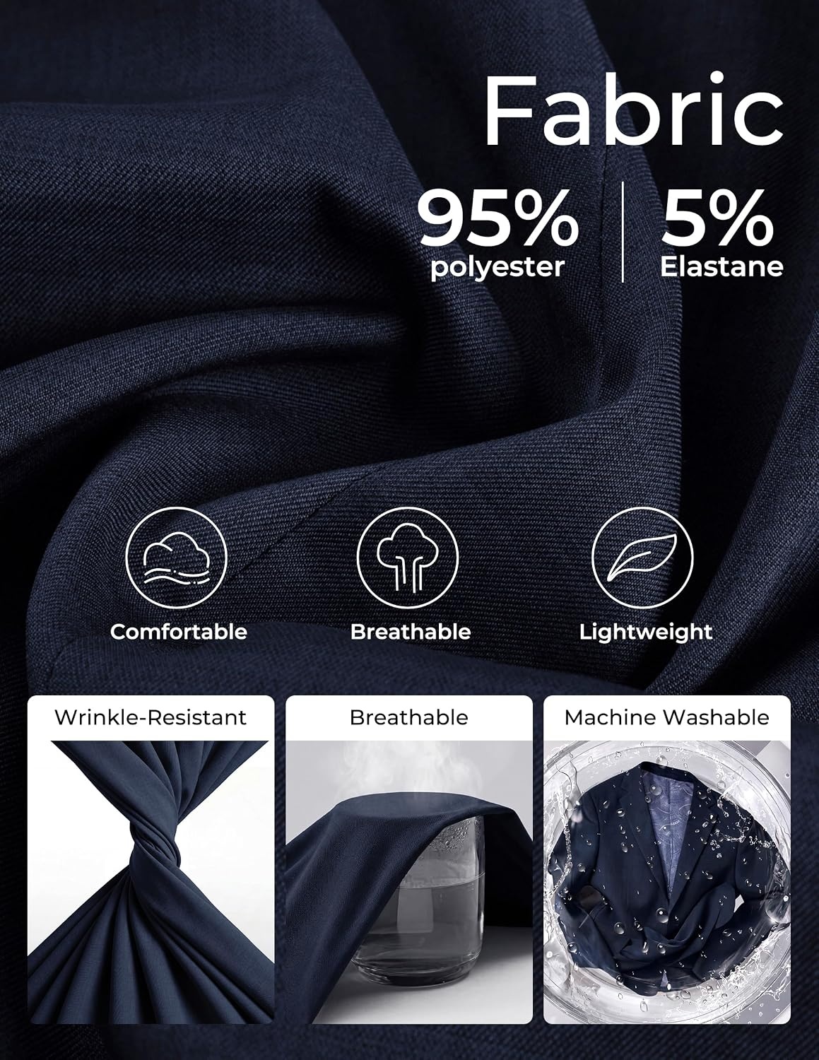 image:imagePJ PAUL JONES Mens Slim Fit Blazer Business Lightweight Casual Suit Jacket Soft stretchy fabrictwo buttons blazer for wedding work travelsolid sport coat with pocketsformal dress blazer jacketNavy Blue