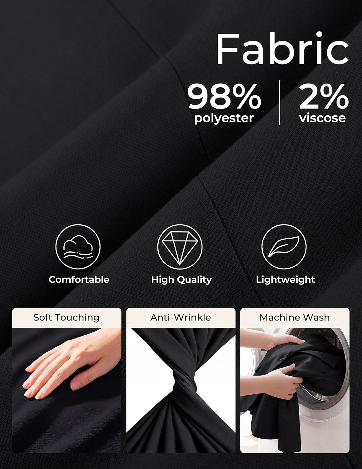 image:imagePJ PAUL JONES Mens Slim Fit Suit 2 Piece Casual Suit Set Two Button Blazer Pants Set Business Vintage Party WeddingBlack
